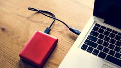 External hard drive not recognized by a laptop, being checked on the bench at a Mississauga data recovery lab